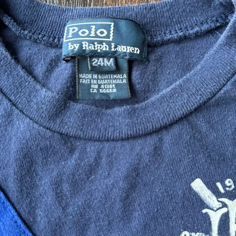 Polo Ralph‎ Lauren baby boys t shirt size 24 months blue crest stripes